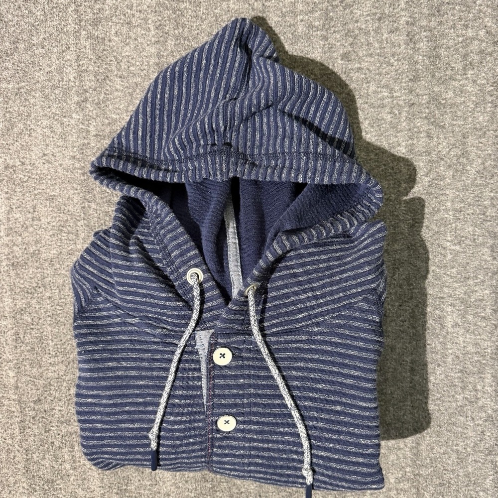 Tommy Bahama Stinson Stripe Pullover Hoodie Sweater Mens Medium Ocean Deep